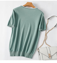 Load image into Gallery viewer, Checkered Round Neck Short-sleeved T-shirt
