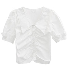 Load image into Gallery viewer, Summer Korean Sweet Ears Puff French Blouse Shirt
