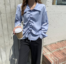 Load image into Gallery viewer, Real Shot Drawstring Chic Long-sleeved Shirt
