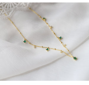 Niche Light Luxury Green Zircon Jewelry Set