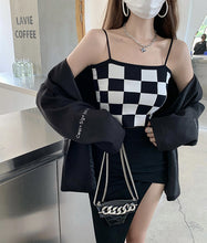Load image into Gallery viewer, Checkerboard Knitted Sling Plaid Slim Shirt
