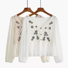 Load image into Gallery viewer, V-neck Hollow Chiffon Ruffled Summer Top Shirt

