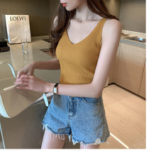 Load image into Gallery viewer, V-neck Summer Camisole Knitted Sleeveless Top Shirt
