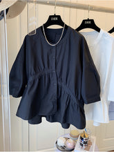 Load image into Gallery viewer, Loose Asymmetric Fold Stitching Doll Shirt
