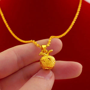Gold Plated Apple Pendant Jewelry Set