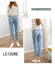 Load image into Gallery viewer, New Elastic High Waist Denim Trousers Casual Pants
