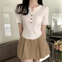 Load image into Gallery viewer, All-match V-neck Irregular Short-sleeved Top Shirt
