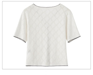 Lightweight Short-sleeved V-neck Sweater Shirt
