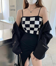 Load image into Gallery viewer, Checkerboard Knitted Sling Plaid Slim Shirt
