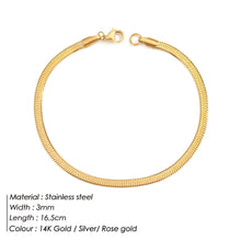 Load image into Gallery viewer, 3MM Flat Snake Chain Bracelet
