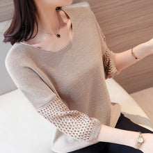 Load image into Gallery viewer, New Hollow Knit Sleeve Blouse
