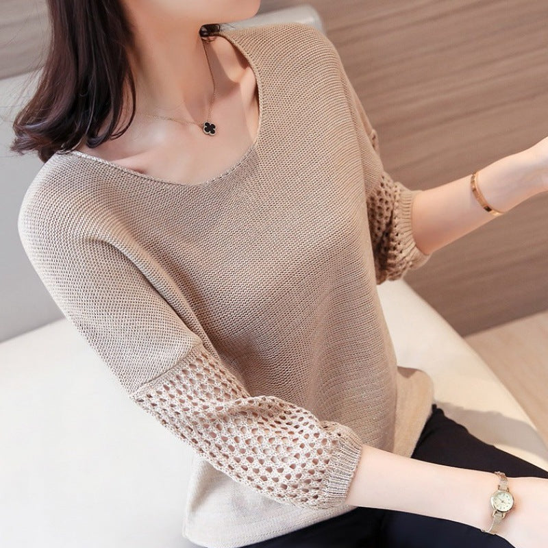 New Hollow Knit Sleeve Blouse