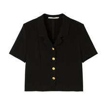 Load image into Gallery viewer, HEYGIRL Black Korean Style Short-sleeved Shirt
