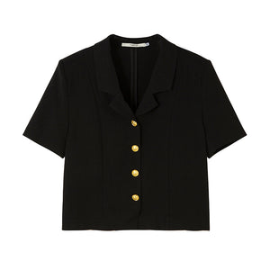 HEYGIRL Black Korean Style Short-sleeved Shirt