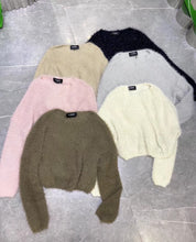 Load image into Gallery viewer, Short Mink Wool Round Neck Pullover Blouse
