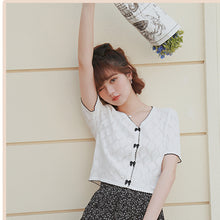 Load image into Gallery viewer, Lightweight Short-sleeved V-neck Sweater Shirt

