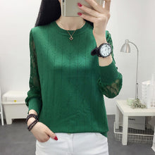Load image into Gallery viewer, Round Neck Lace Knit Bottoming Shirt
