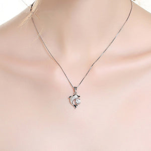 Dolphin Love Pendant 925 Silver Set