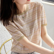 Load image into Gallery viewer, Luxury Wild Slim Knitted Plaid Short-sleeved Shirt
