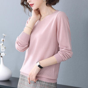 V-neck Autumn and Winter Long-sleeved Sweater Shirt