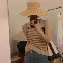Load image into Gallery viewer, Hollow Stripe Contrast Color Lapel V-neck Shirt
