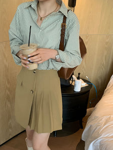 Casual Spring Loose Striped Long Sleeve Shirt