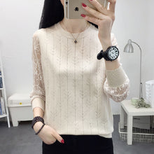 Load image into Gallery viewer, Round Neck Lace Knit Bottoming Shirt

