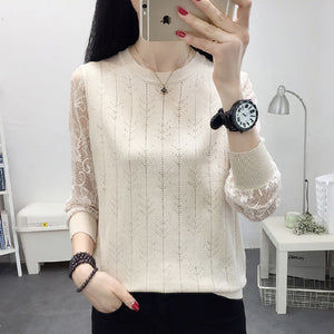 Round Neck Lace Knit Bottoming Shirt