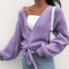 Load image into Gallery viewer, V-neck Pleated Long-sleeved Trendy Sweater Shirt
