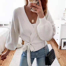 Load image into Gallery viewer, V-neck Pleated Long-sleeved Trendy Sweater Shirt
