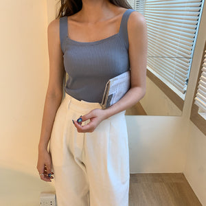 Summer Knit Suspender Vest Shirt