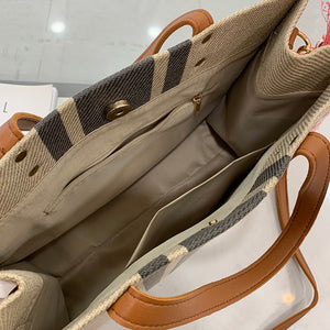 Hand-held Large-capacity Striped Canvas Bag