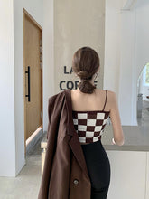 Load image into Gallery viewer, Checkerboard Knitted Sling Plaid Slim Shirt
