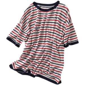 New Star Jacquard Striped Short-sleeved T-shirt