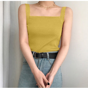 Summer Knit Suspender Vest Shirt