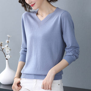 V-neck Autumn and Winter Long-sleeved Sweater Shirt