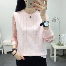 Load image into Gallery viewer, Round Neck Lace Knit Bottoming Shirt
