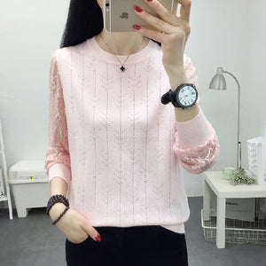Round Neck Lace Knit Bottoming Shirt
