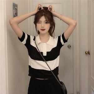 Super Hot Retro Western Style Contrasting Stripe Shirt