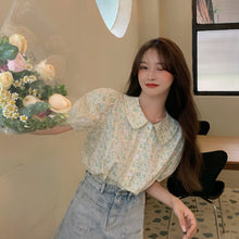 Load image into Gallery viewer, Doll Collar Broken Flowers Retro Summer Shirt
