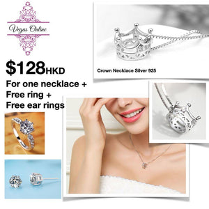 Silver Crown Necklace Set