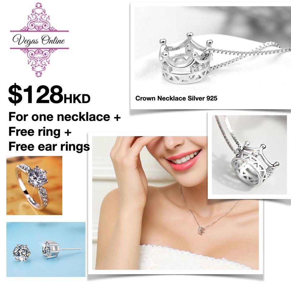 Silver Crown Necklace Set